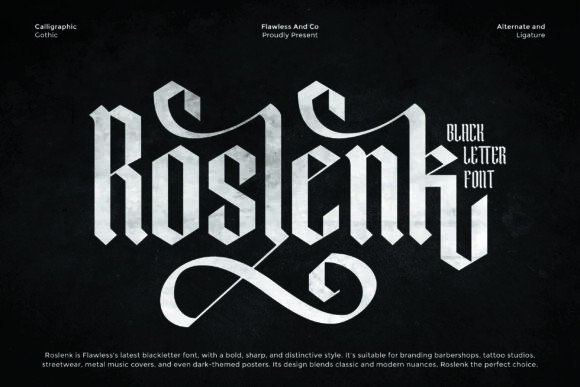 Boost Your Brand with Roslenk: A Bold Blackletter Font for Small Businesses